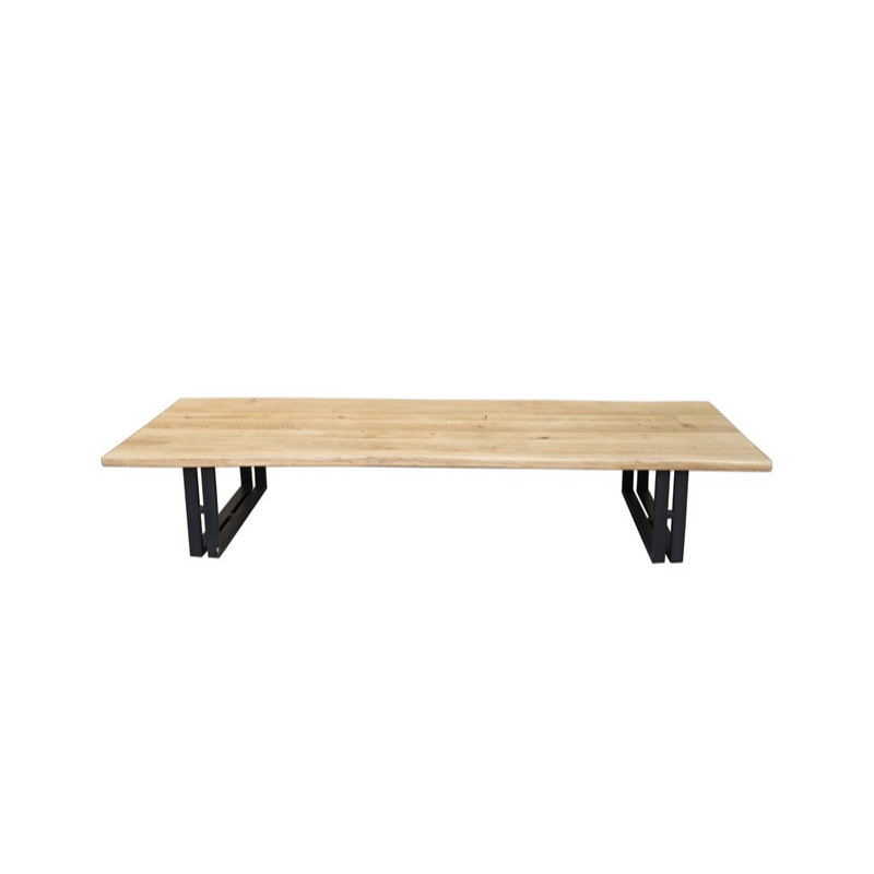 Oak Coffee Table with Metal Base