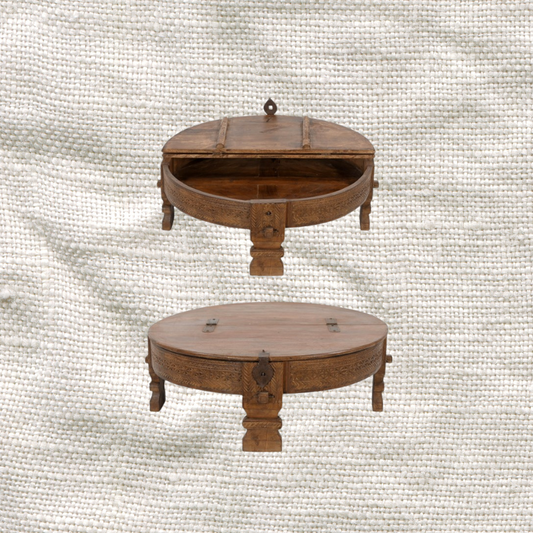 Wooden Chakki Coffee Table With Lid