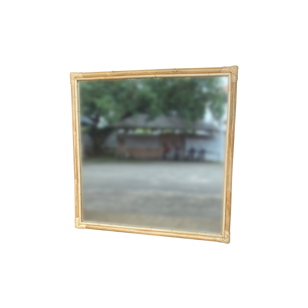 Square Rattan Pole Mirror