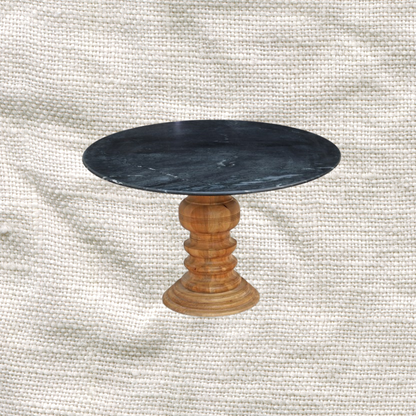 Marble Dining Table Round with Wooden Base