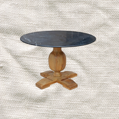 Marble Dining Table Round with Wooden Base