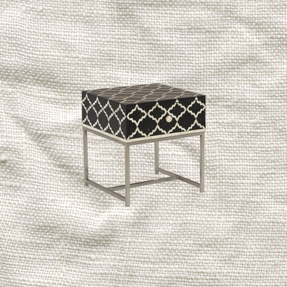 Bone Inlay and Iron Side Table