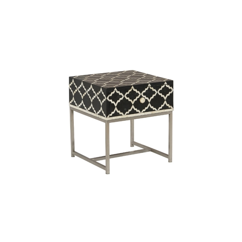 Bone Inlay and Iron Side Table