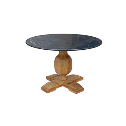 Marble Dining Table Round with Wooden Base