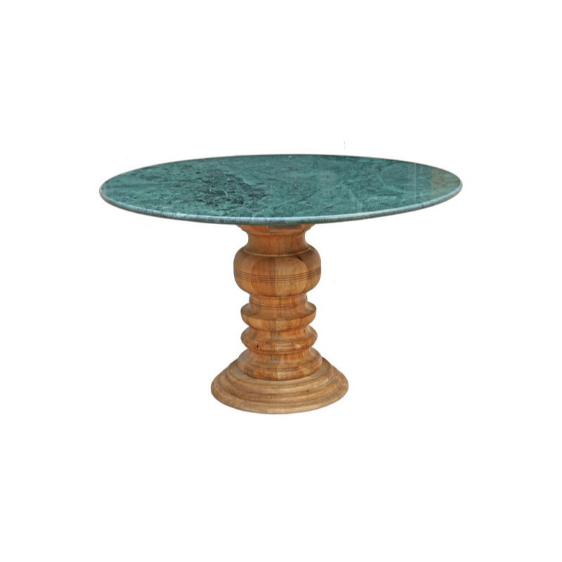 Marble Dining Table Round with Wooden Base