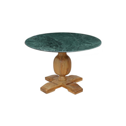 Marble Dining Table Round with Wooden Base