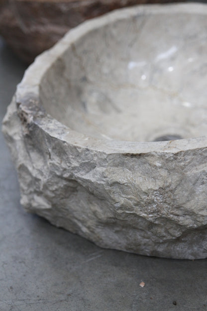 White Marble Oval Basin - Rough