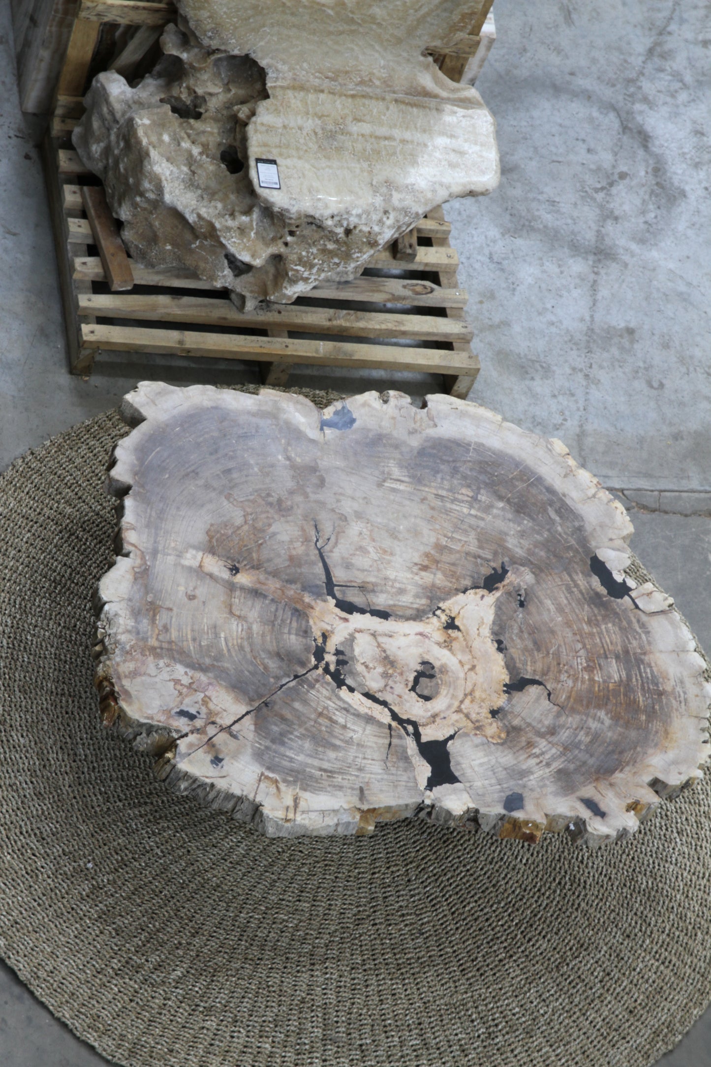 Petrified Wood Table Top (Black) – 150cm