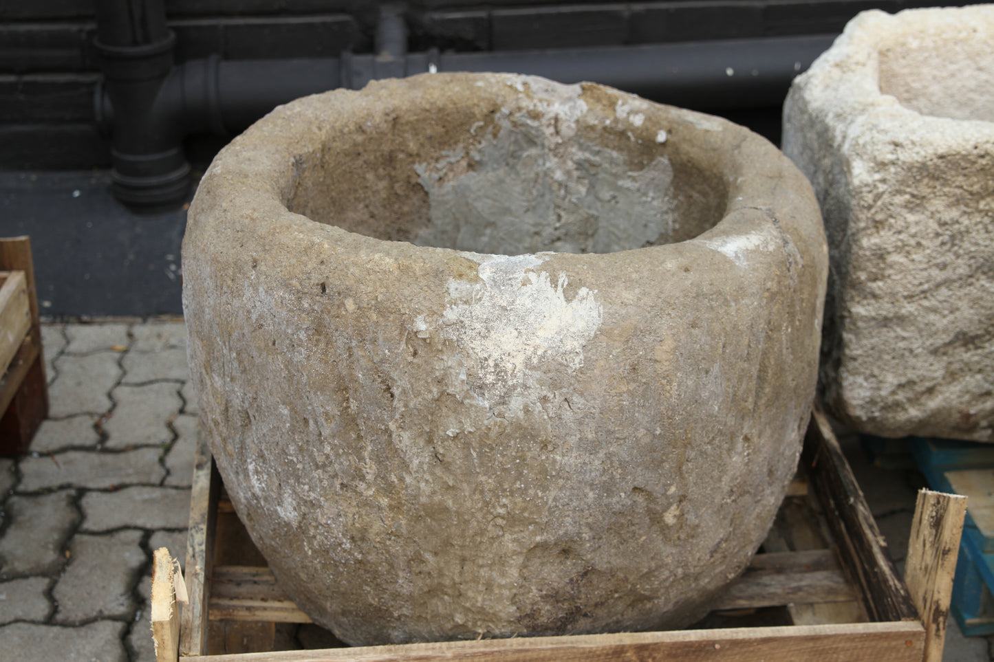 Round Limestone Planter