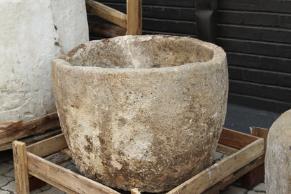 Round Limestone Planter