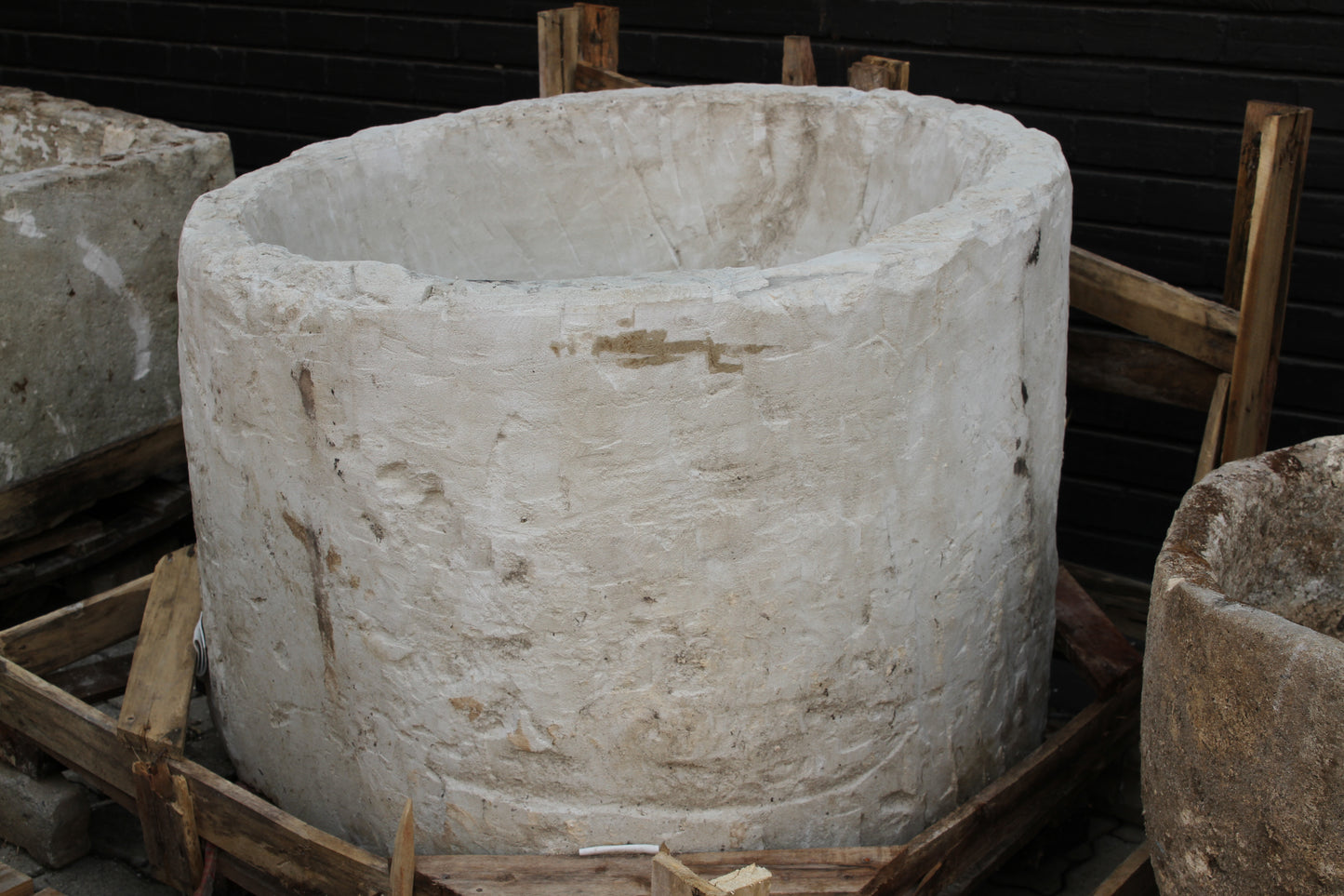 Round Limestone Planter