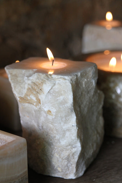 Rough Square Onyx Candle Holder