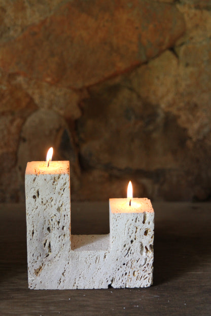 Travertine Candle Holder Smooth