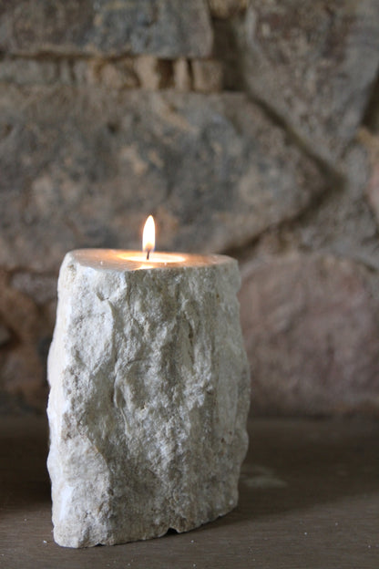 Rough Round Onyx Candle Holder