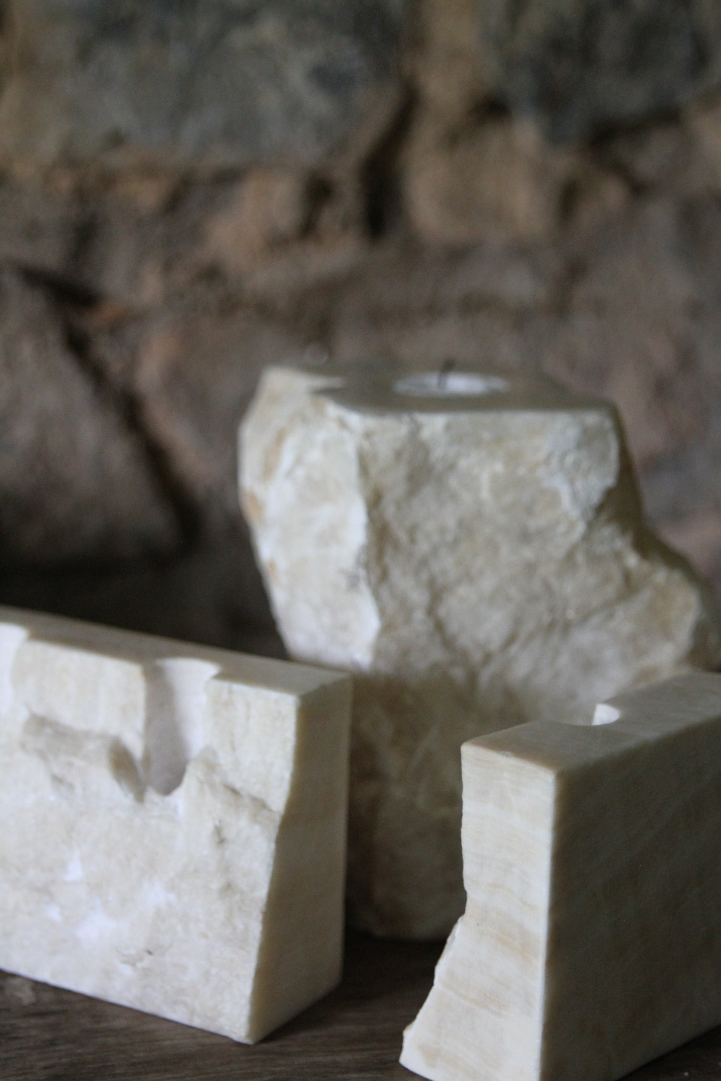 Travertine Candle Holder Rough