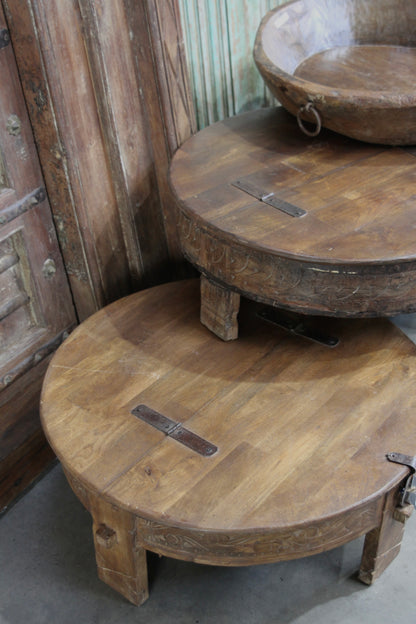 Wooden Chakki Coffee Table With Lid