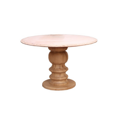 Marble Dining Table Round with Wooden Base